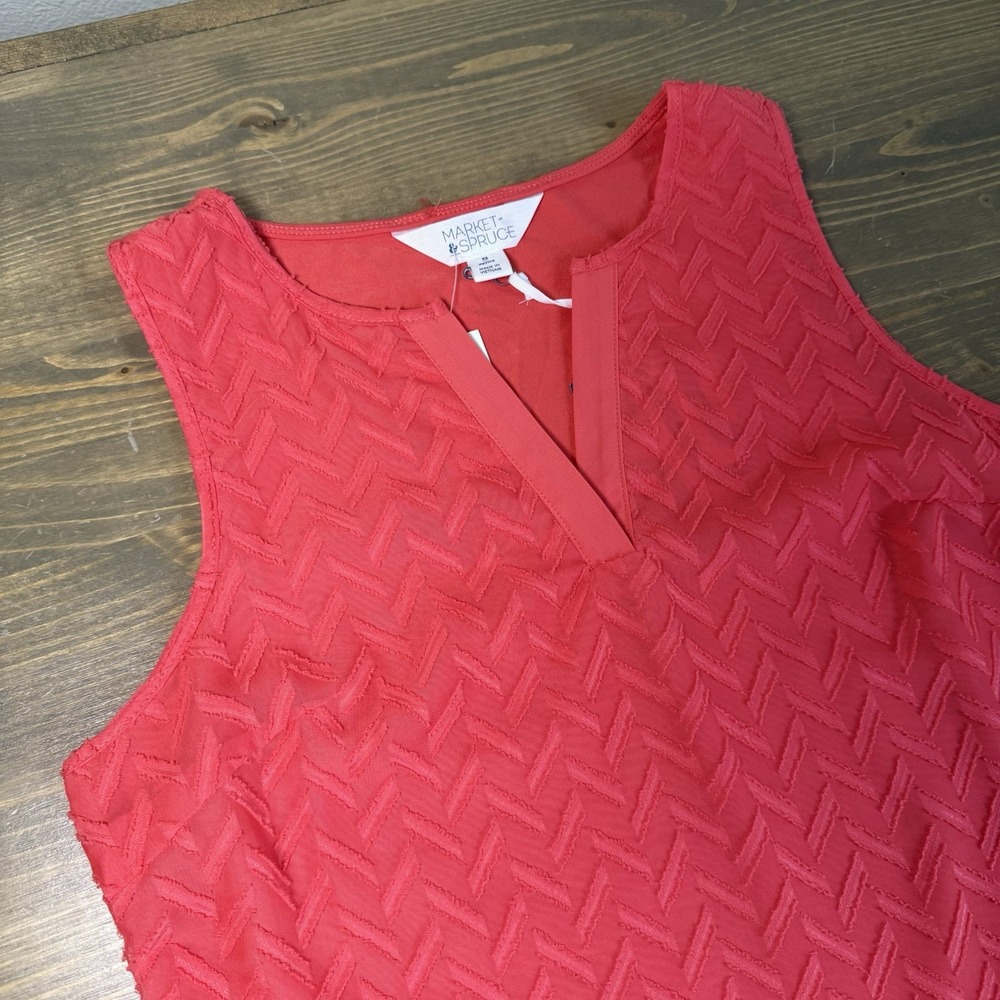 Market & Spruce Womens XSP Petite Pink V-Neck Tank Top Sleeveless Blouse‎